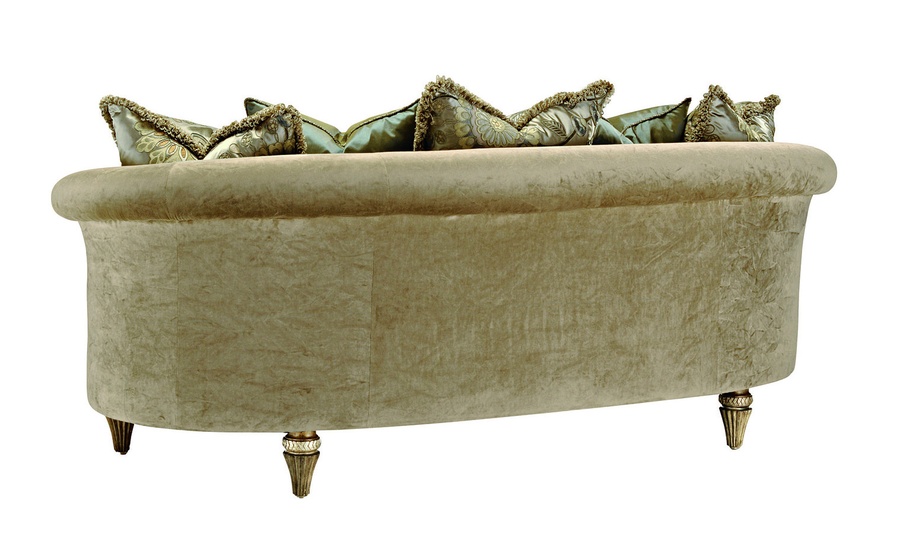 Amanda Sofa shown with:Boxed bench seatPompeii finish with Silver Cloud Leaf finish trimSilver Star nailhead frame trim
