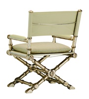 Barrymore Chair shown with:Sling seat with semi-attached cushionSling backBurnished Silver finishAged Silver Leaf finish trimSilver nailhead frame trimMatte Antique Nickel hardware