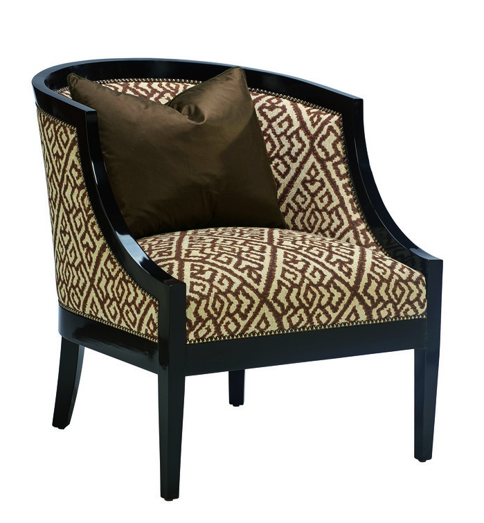Cameron&nbsp;Chair shown with:Tight seat and backCaviar&nbsp;finishAntique Brass&nbsp;nailhead frame trim