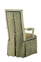 Caldwell Arm&nbsp;Chair&nbsp;shown with:Tight seat and backDeep skirt with split back and button detailSignature&nbsp;finish with Aged Silver leaf finish trimMottled&nbsp;nailhead frame trim