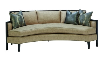 Hudson Sofa shown with:Boxed bench seatBuilt-to-the-floor with&nbsp;wood exposed legs in Caviar finishMerengue nailhead frame trim&nbsp;over decorative tape