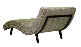 Logan&nbsp;Chaise shown with:Button tufted seat and backContemporary Havana finishGunmetal&nbsp;nailhead frame trim