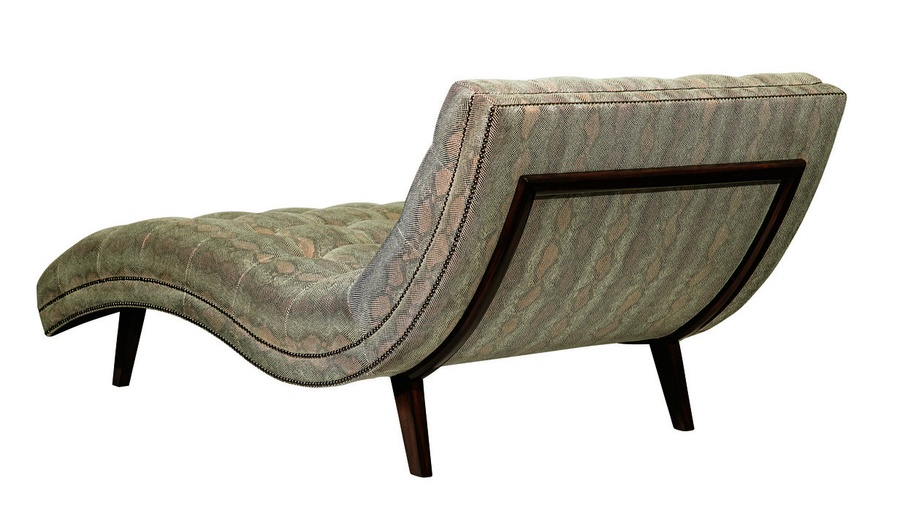 Logan&nbsp;Chaise shown with:Button tufted seat and backContemporary Havana finishGunmetal&nbsp;nailhead frame trim