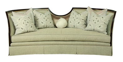 Luna Sofa shown with:Boxed bench seatDeep skirt with built-in backContemporary Havana finishBurnished Silver finish trimSilver nailhead frame trim