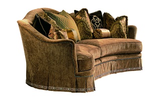 Maritza 2-Piece Sofa shown with:Boxed bench seatDeep skirt with built-in sides and backDecorative tape band along&nbsp;bottom of skirtAntique Brass nailhead frame trim
