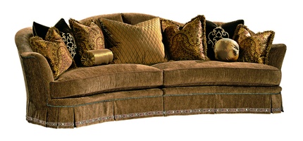 Maritza 2-Piece Sofa shown with: Boxed bench seat Deep skirt with built-in sides and backDecorative tape band along&nbsp;bottom of skirtAntique Brass nailhead frame trim