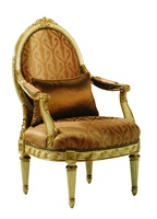 Orleans&nbsp;Chair&nbsp;shown with:Tight seat and backExposed carved hardwood frameBronze Star&nbsp;nailhead frame trim