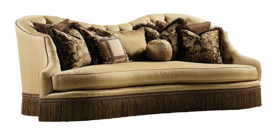 Scarlett Sofa shown with: Boxed bench seatButton tufted backBullionSilver&nbsp;nailhead frame trim