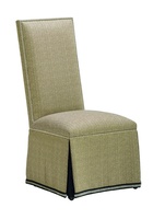 Sinatra&nbsp;Side Chair&nbsp;shown with:Tight seat and backDeep skirt with split back and button detailDecorative tape along bottom of skirtSilver&nbsp;nailhead frame trim
