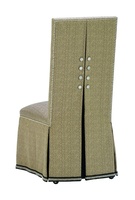 Sinatra&nbsp;Side Chair&nbsp;shown with:Tight seat and backDeep skirt with split back and button detailDecorative tape along bottom of skirtSilver&nbsp;nailhead frame trim