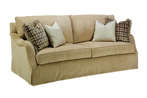 Santa Barbara Sofa (Fitted Back) shown with:(2) Seat CushionsEnglish ArmWaterfall skirt(2) Optional additional pillows