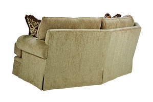 Santa Barbara Wedge Sofa (Fitted Back) shown with:Boxed T-cushion bench seatFan Pleated&nbsp;ArmDeep skirt with built-in sides and back(2) Optional additional pillows