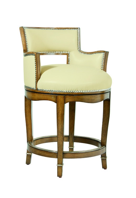 Tango Counter Stool shown with:Tight seat and backSignature finish with Medici Leaf finish trimGlitterati nailhead frame trimMedici Nickel footrest