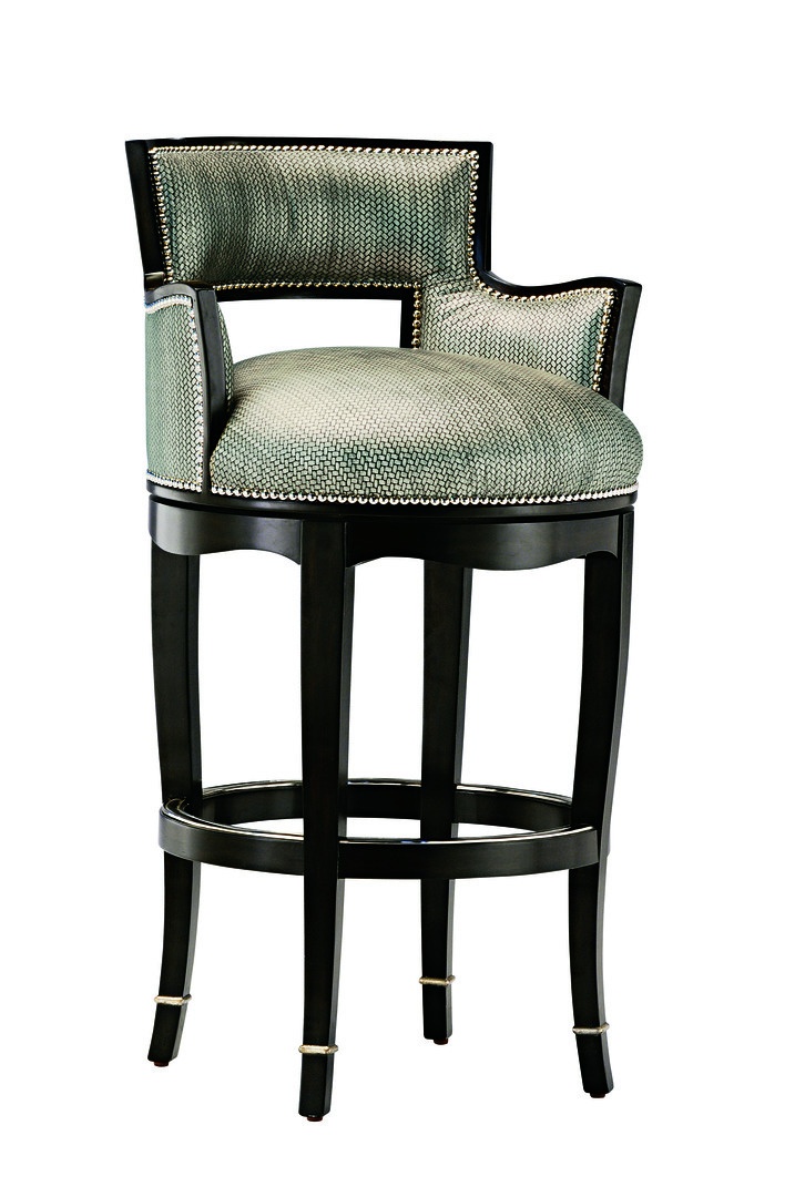 Tango Barstool shown with:Briar&nbsp;finish with&nbsp;Cashmere&nbsp;Gold finish trimAntique Brass&nbsp;nailhead frame trimAntique Brass&nbsp;footrest