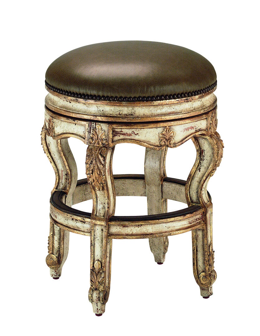 Vouvray Counter Stool&nbsp;shown with:Tight seatSignature&nbsp;finishAged Gold Leaf finish trimMottled&nbsp;nailhead frame trim
Exposed frame available in selection of finishes and optional finish trims