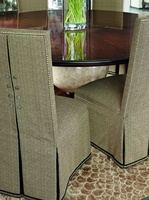Sinatra&nbsp;Side Chair&nbsp;shown with:Tight seat and backDeep skirt with split back and button detailDecorative tape along bottom of skirtSilver&nbsp;nailhead frame trim