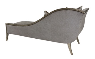 Andrea Chaise shown with:Tight&nbsp;seatBurnished Silver&nbsp;finishGunmetal&nbsp;nailhead frame trim