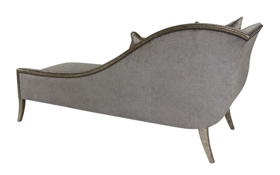 Andrea Chaise shown with:Tight&nbsp;seatBurnished Silver&nbsp;finishGunmetal&nbsp;nailhead frame trim