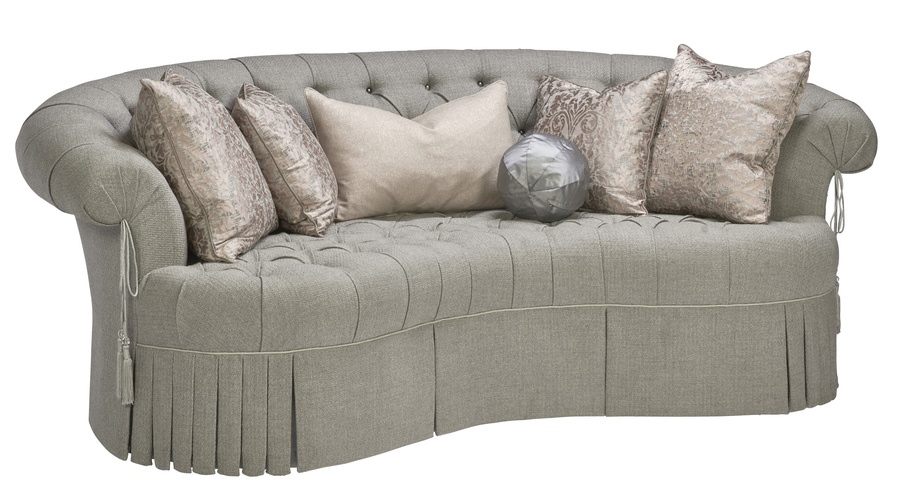 Amara Sofa shown with:Tufted&nbsp;seat with Silver Star buttonsBox pleated deep skirt with built-in sidesTassel ties