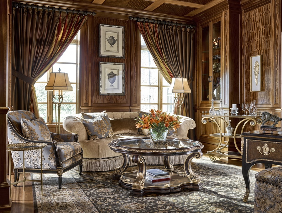 Amara Sofa shown with:Tufted&nbsp;seat with Silver Star buttonsBox pleated deep skirt with built-in sidesTassel ties