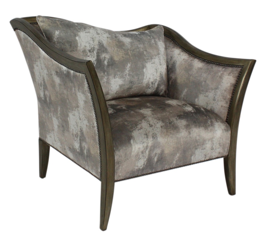 Anastasia Chair&nbsp;shown with:Tight seatAntique Medici&nbsp;finishGunmetal&nbsp;nailhead frame trim
