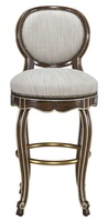Aria Barstool shown with:Briar&nbsp;finishCashmere&nbsp;Gold&nbsp;finish trimAntique&nbsp;Brass&nbsp;footrestAntique&nbsp;Brass nailhead frame trim