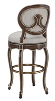 Aria Barstool shown with:Briar&nbsp;finishCashmere&nbsp;Gold&nbsp;finish trimAntique&nbsp;Brass&nbsp;footrestAntique&nbsp;Brass nailhead frame trim