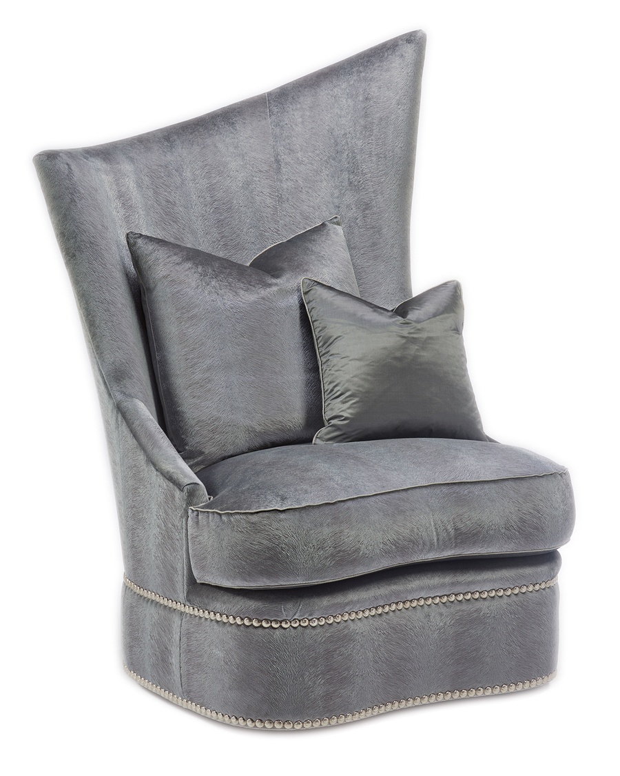 Artemis Chair shown with: Boxed seat cushionBullion Silver Nile nailhead frame trim