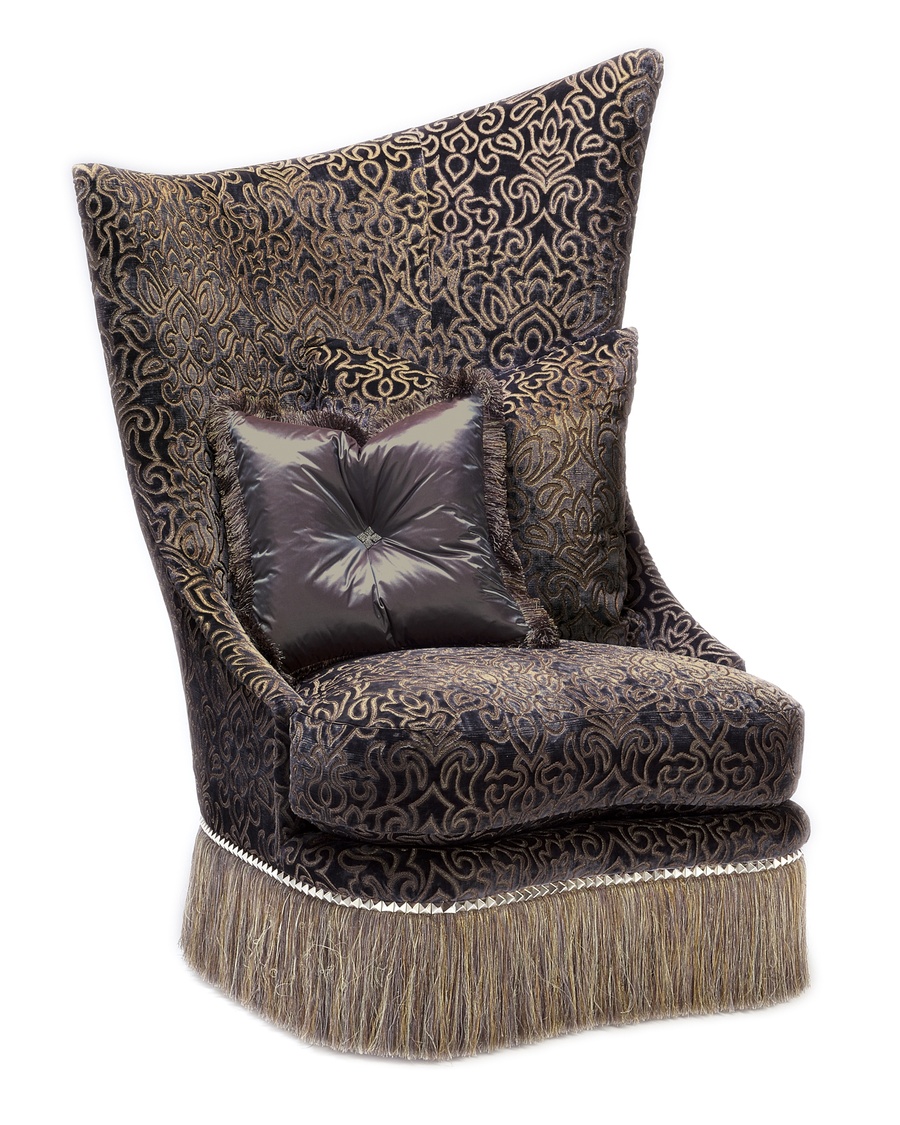 Artemis Chair shown with: Boxed seat cushionBullion Silver Nile nailhead frame trim