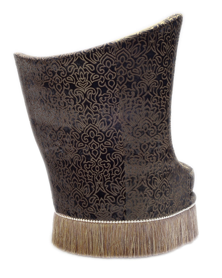 Artemis Chair shown with: Boxed seat cushionBullion Silver Nile nailhead frame trim