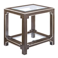 Bali&nbsp;End Table shown with:Latte&nbsp;finishVerona&nbsp;Silver&nbsp;finish trimTop and shelf with inset clear beveled glass