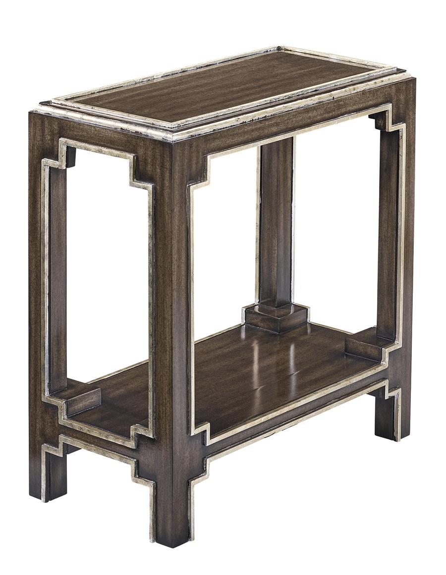 Bali&nbsp;Chairside Table shown with:Latte&nbsp;finishBurnished Silver&nbsp;finish trim