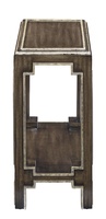 Bali&nbsp;Chairside Table&nbsp;shown with:Latte&nbsp;finishBurnished&nbsp;Silver&nbsp;finish trim