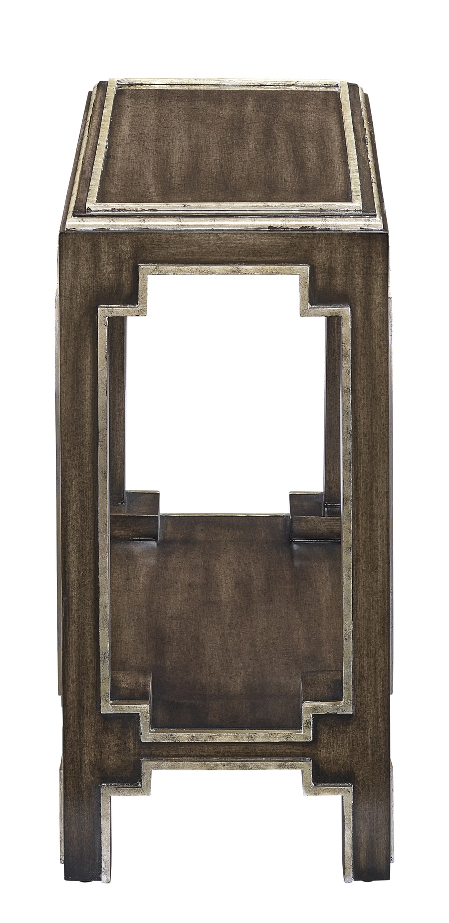 Bali&nbsp;Chairside Table shown with:Latte&nbsp;finishBurnished Silver&nbsp;finish trim