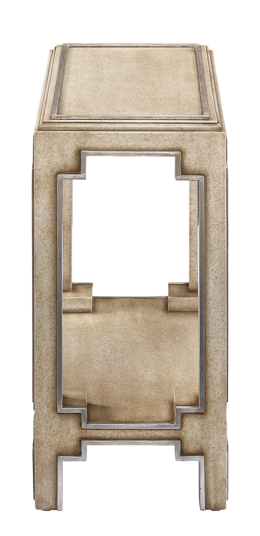 Bali&nbsp;Chairside Table shown with:Latte&nbsp;finishBurnished Silver&nbsp;finish trim