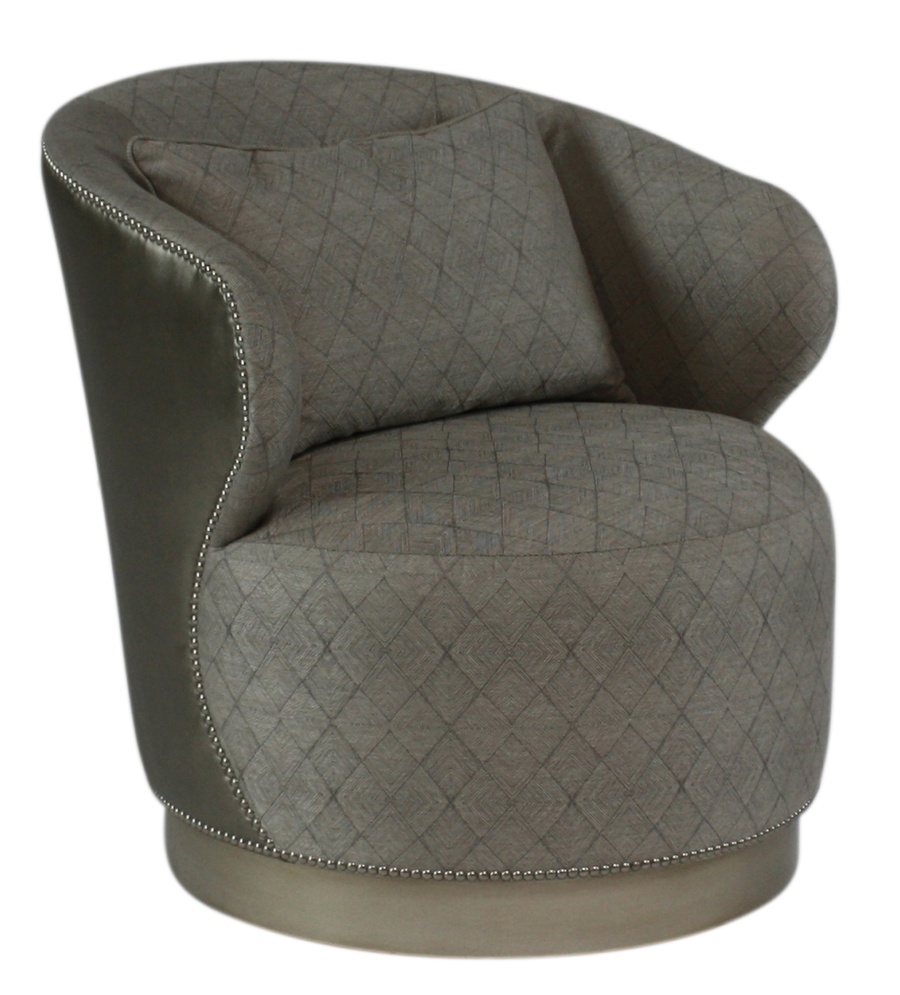Brooke Chair&nbsp;shown with:Tight seatPlinth Base&nbsp;with&nbsp;Dapple finishPewter&nbsp;nailhead frame trim