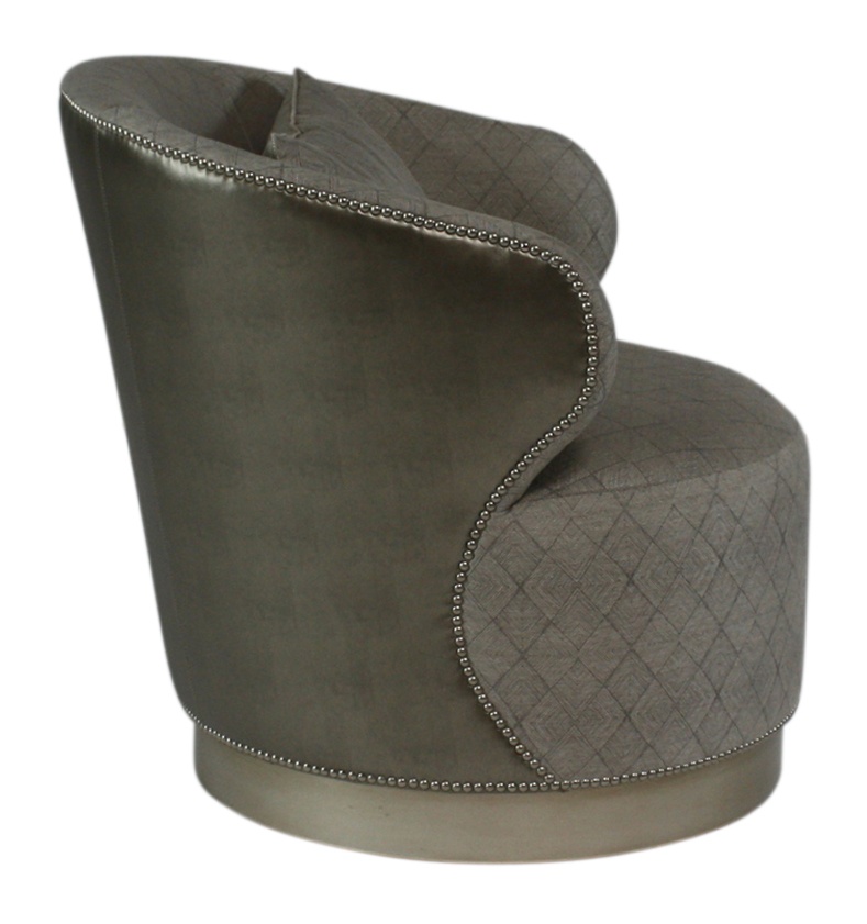 Brooke Chair&nbsp;shown with:Tight seatPlinth Base&nbsp;with&nbsp;Dapple finishPewter&nbsp;nailhead frame trim