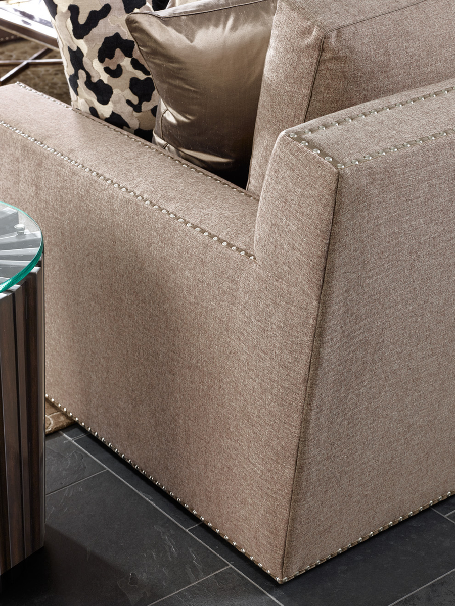 Bryant&nbsp;Sofa shown with:Boxed bench seatBuilt-to-the-floor&nbsp;baseSpaced SIlver&nbsp;nailhead frame trim over tape