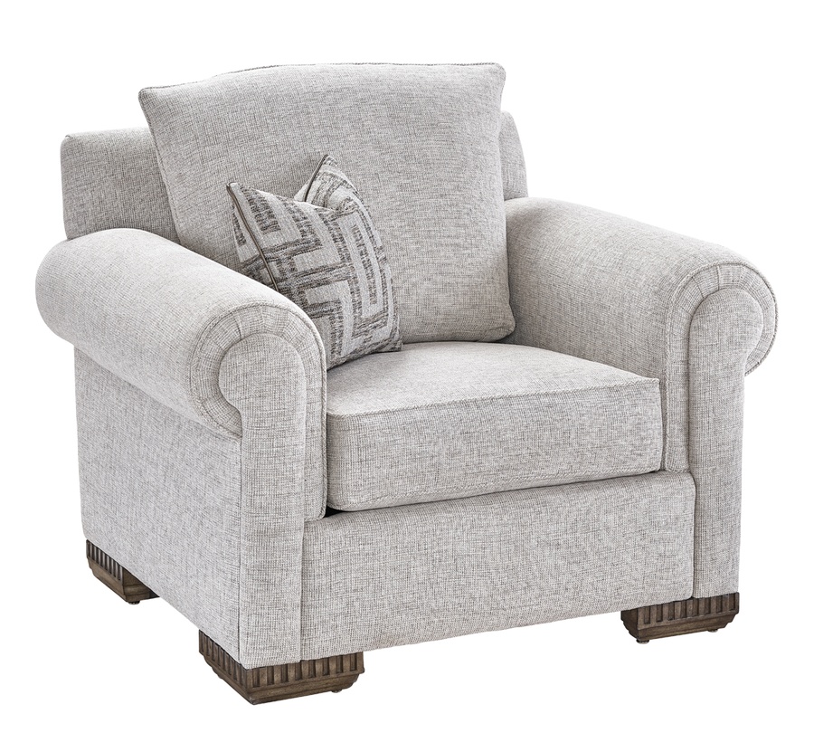 Bentley Chair shown with:Boxed&nbsp;cushionBuilt-to-the-floor with wood legs in&nbsp;Pumice finish