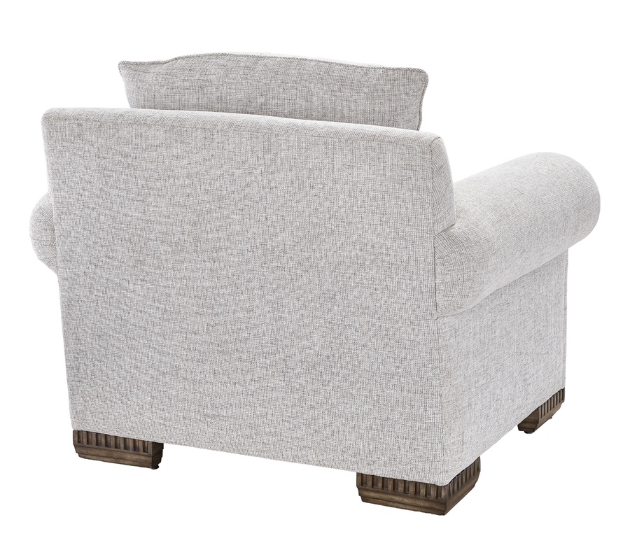 Bentley Chair shown with:Boxed&nbsp;cushionBuilt-to-the-floor with wood legs in&nbsp;Pumice finish