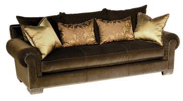 Bentley&nbsp;Sofa shown with:Boxed bench seatBuilt-to-the-floor baseGlazed Silver Leaf&nbsp;finish on legsPewter&nbsp;nailhead frame trim