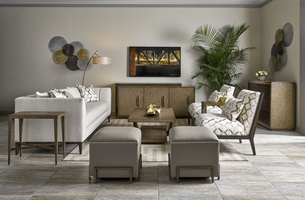 Dharma Ottoman shown with:Tempo&nbsp;finishSilver Nailhead frame trim