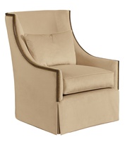 Gallery Chair shown with:Aria&nbsp;finishBright Brass&nbsp;nailhead frame trim