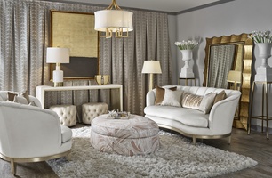 Vista Sofa shown with:Cashmere Gold&nbsp;finishGold Coast&nbsp;Nailhead frame trim