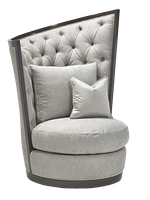 Calypso Chair shown with: Boxed cushion seatButton tufted back Bombay finishMerengue nailhead frame trim