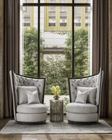 Calypso Chair shown with:Boxed cushion seatButton tufted backBombay finishMerengue nailhead frame trim