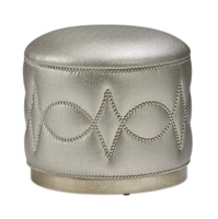 Carlton Ottoman&nbsp;shown with:Wood base in Cashmere Silver&nbsp;finishMerengue&nbsp;nailhead frame trim in Diamond Link pattern