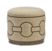 Carlton Ottoman&nbsp;shown with:Wood base in Dark Bay finishMottled nailhead frame trim in Round Link pattern