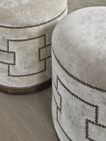 Carlton Ottoman&nbsp;shown with:Wood base in Dark Bay finishMottled nailhead frame trim in Square&nbsp;Link pattern