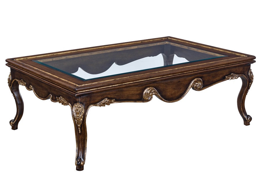 Calais Cocktail Table shown with:Dark Bay finishAged Medici finish trim